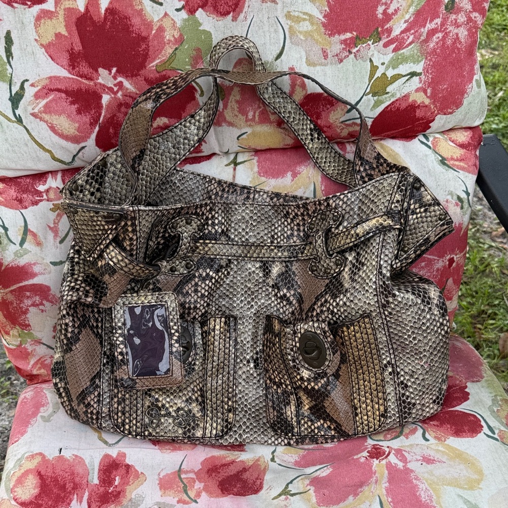 Jessica Simpson Brown Snake Print Shoulder Bag